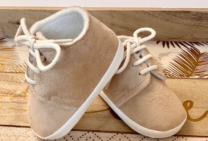 Zamszowe buciki wiązane - M004ZB Jasny beż NEW