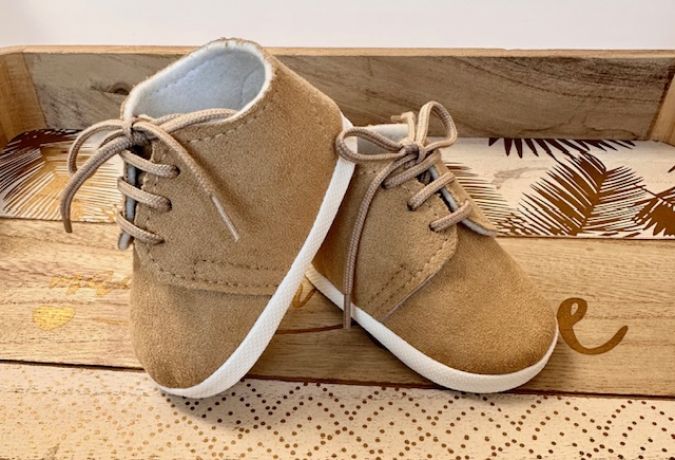 Zamszowe buciki sznurowane - M004 ZB Ciemny beż NEW