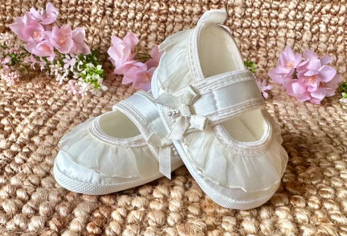 Pantofelki satynowe Ecru - 140SE